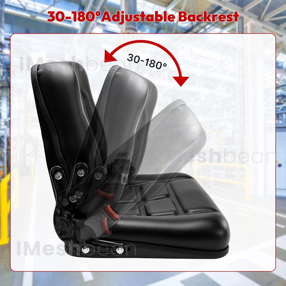 Universal Tractor Forklift Excavator Seat 30-180° Adjustable Backrest Safty Belt