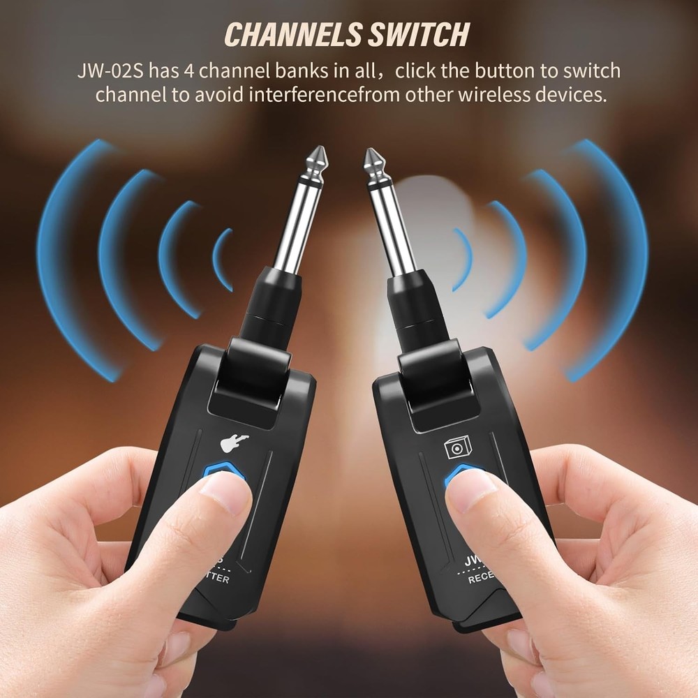 JOYO 5.8GHz Wireless Guitar System Transmitter Receiver Rechargeable 4 Channels