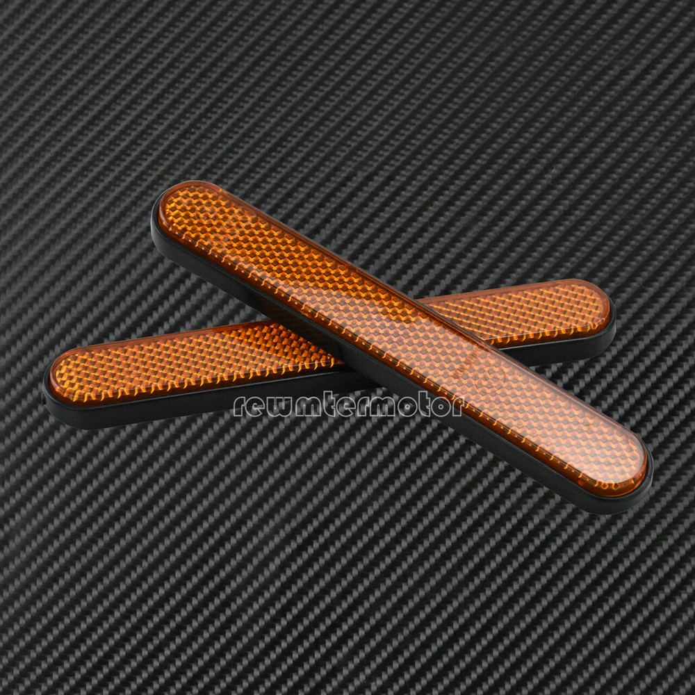 Front Rear Amber Reflector Sticker Saddlebag Latch Fork Fit Harley Low Riders