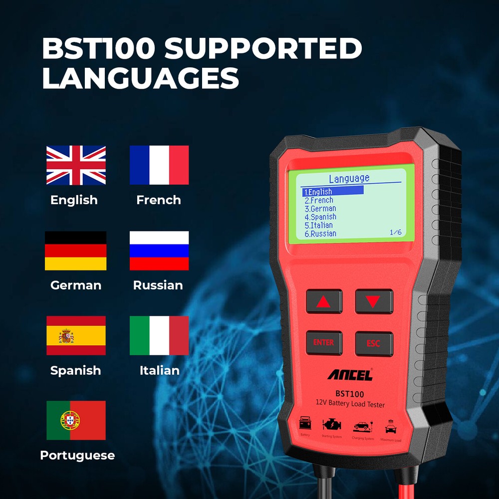 ANCEL BST100 Car Battery Load Tester Charging Cranking Analyzer Diagnostic