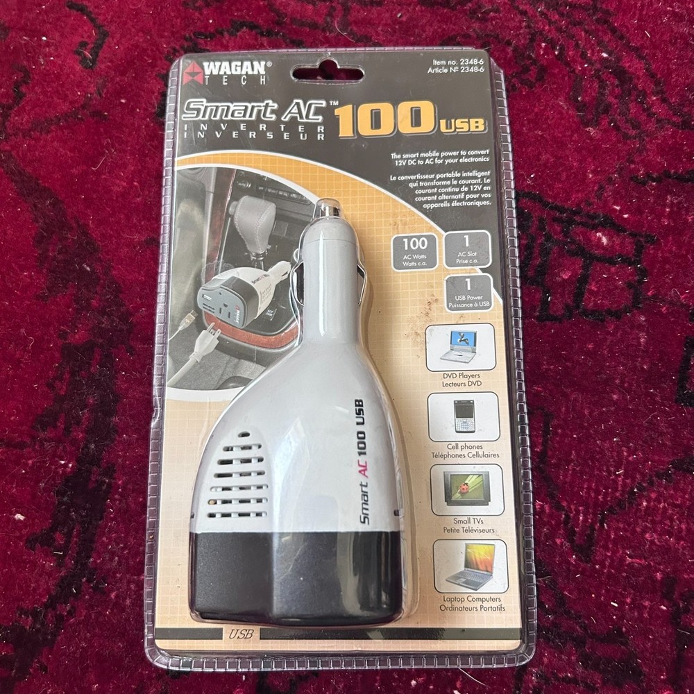 New Wagan Tech Smart AC 100 Watt USB 12-Volt Inverter 2348-6 12V DC To AC In Car