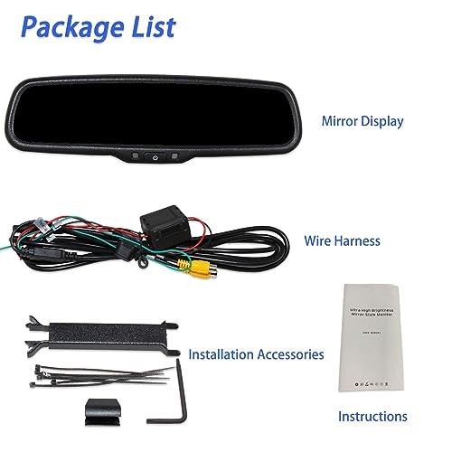 Car Auto Dimming Interior Rear View Mirror and 4.3" LCD Screen Auto Adjusting
