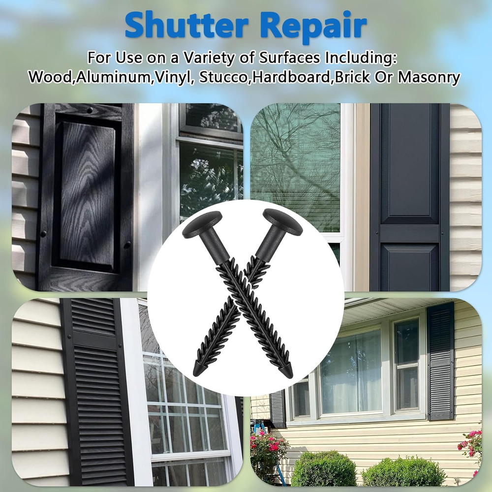 38 Pack Vinyl Shutter Fasteners for Windows Outside, Plastic Shutter Screws Exte