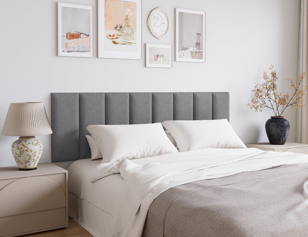 Peel and Stick Upholstered Wall Mounted Headboard Queen Size, 9 Panels Tufted...