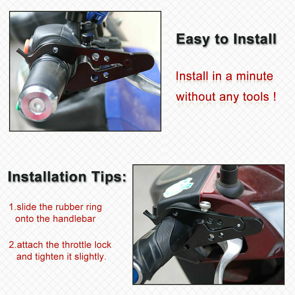 Universal FOR Motorcycle Throttle Lock Cruise Control, Black Aluminum