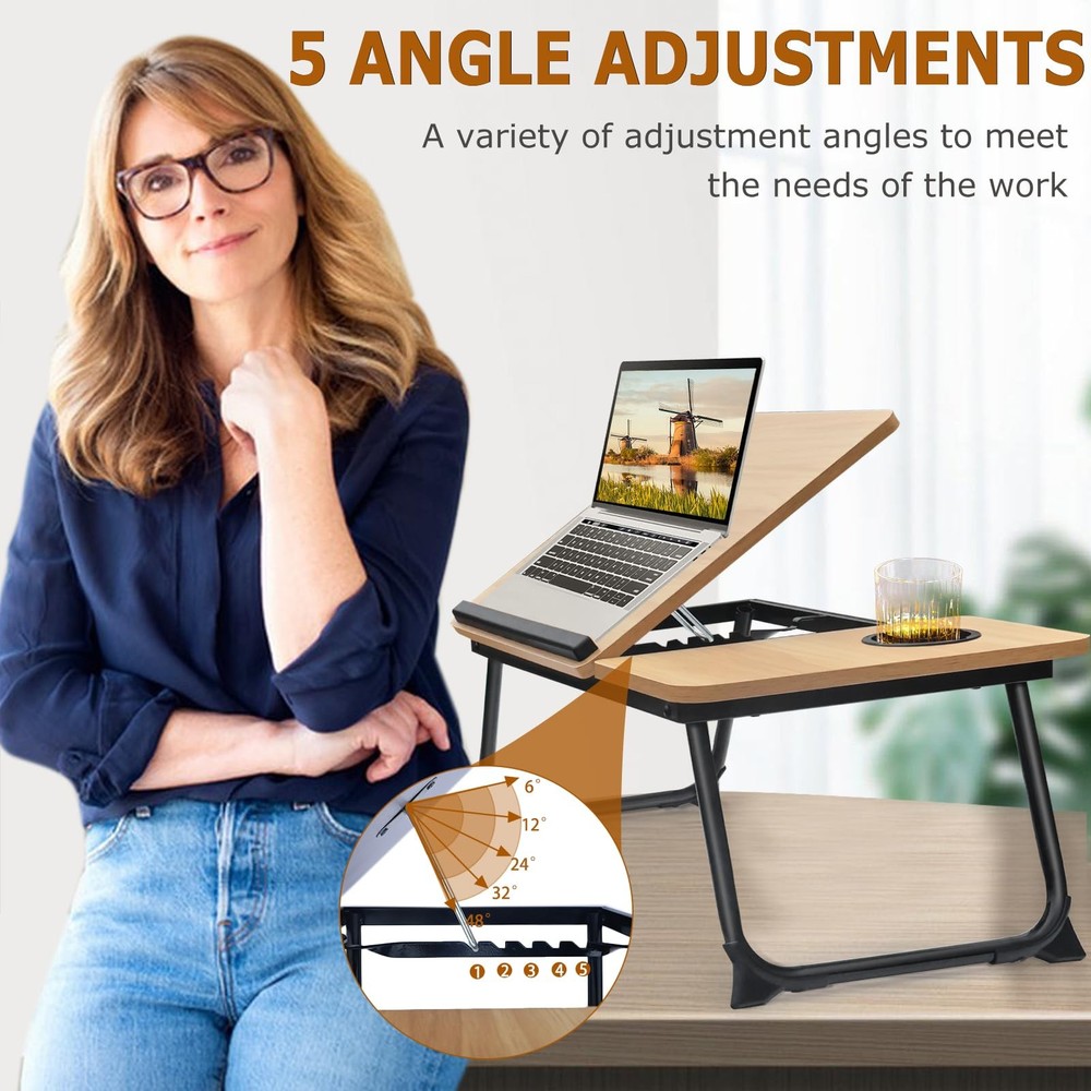 Adjustable Laptop Desk for Bed,Bed Table Laptops,Laptop Stand Brown