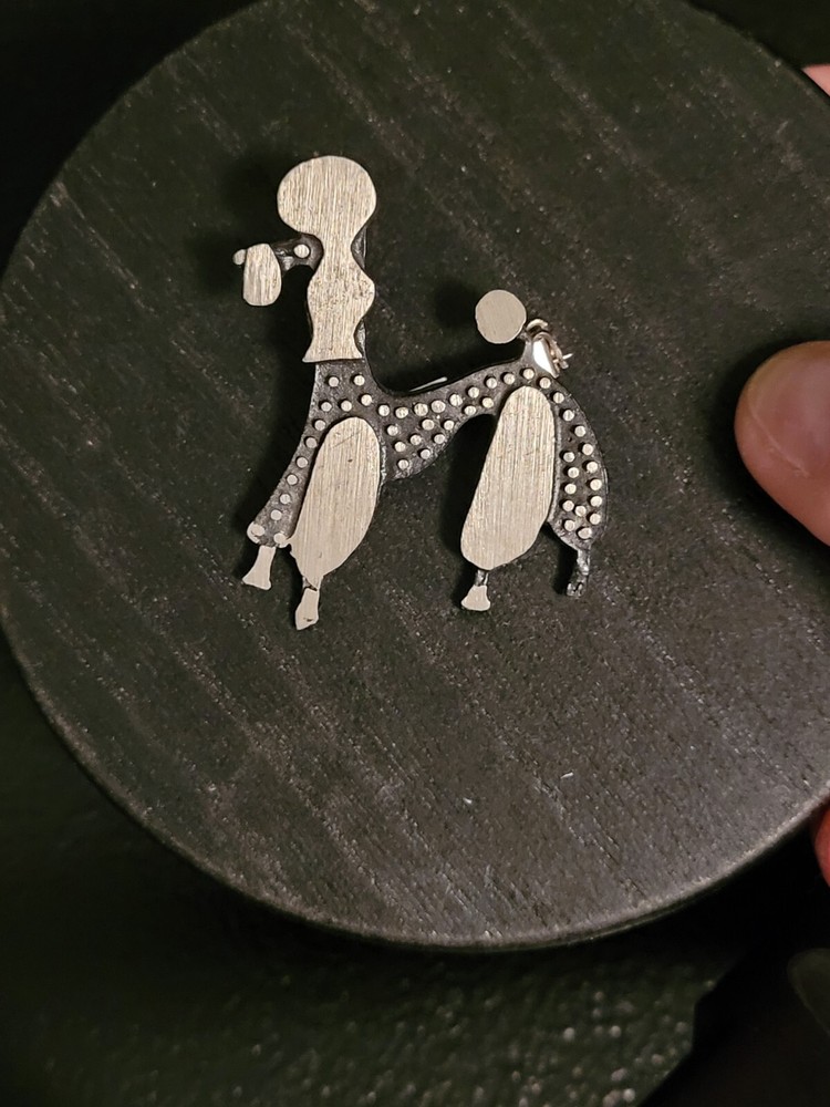 Vintage Poodle Pin Two-tone Marked