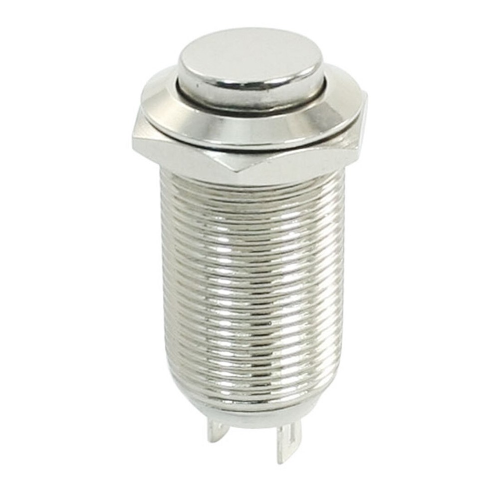 Metal High Plate Hitch Button Switch 12mm Threaded SPST On/Off