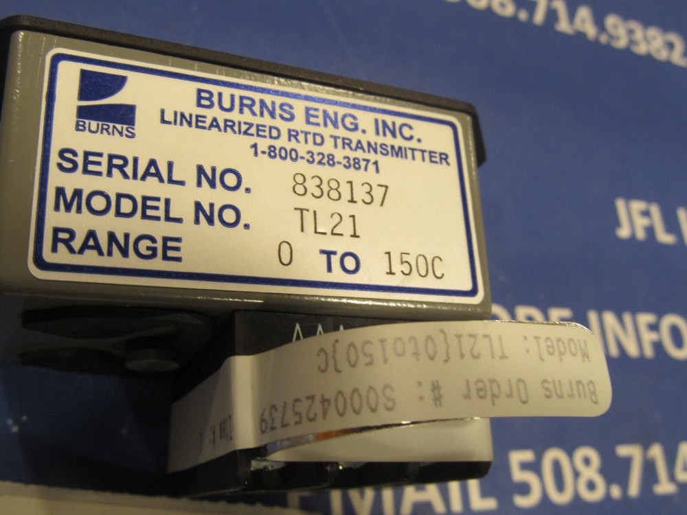 Burns Engineering TL21 Linearized RTD Transmitter, 0/150C, Unused Surplus