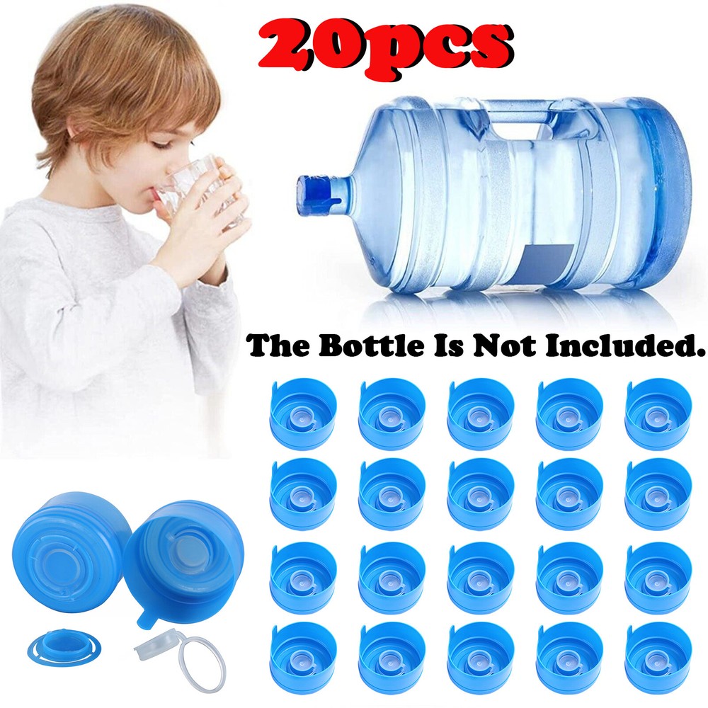 20pack 55mm Reusable Non-Spill Water Bottle Caps 2-5 Gallon Jug Lids Replacement