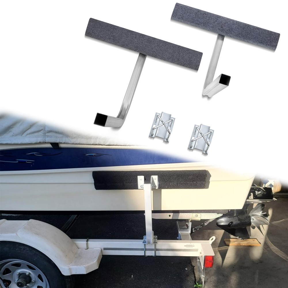 Boat Trailer 2' Side Guide On Bunk Boards Carpeted Kit 75 Degree w/ Hardware