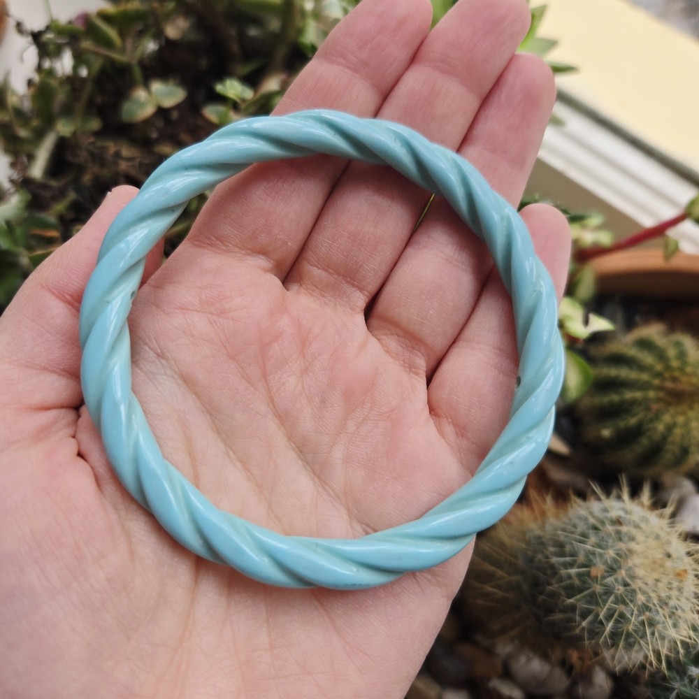 Vintage Sky Blue Twist Wave Bangle Bracelet