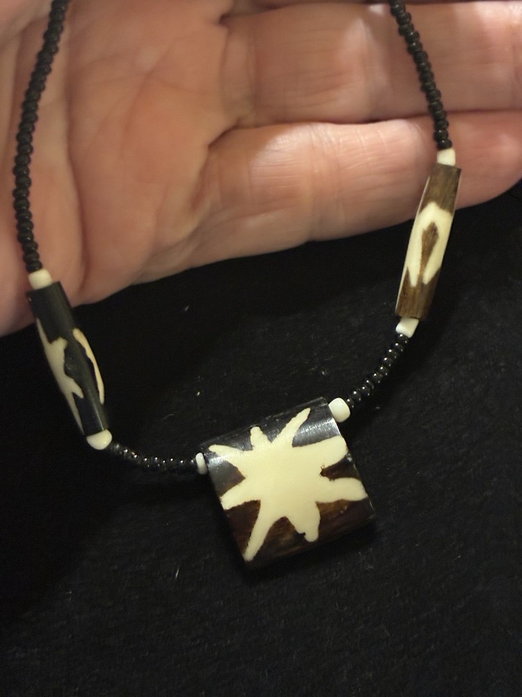 2 Artisan Stone And Bone Beaded Necklaces