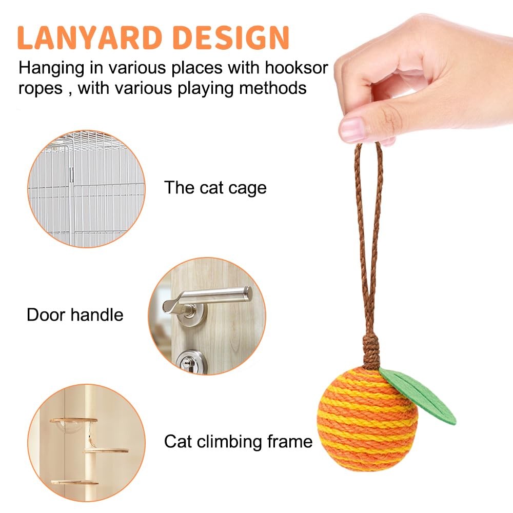 Hanging Interactive Sisal Cat Ball Anti Bite Fruit Shape Kitty Play Toy