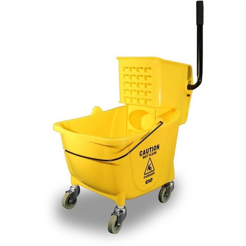 Mop Bucket Wringer Combo Efficient Cleaning High Back Low Front Mobility Yellow