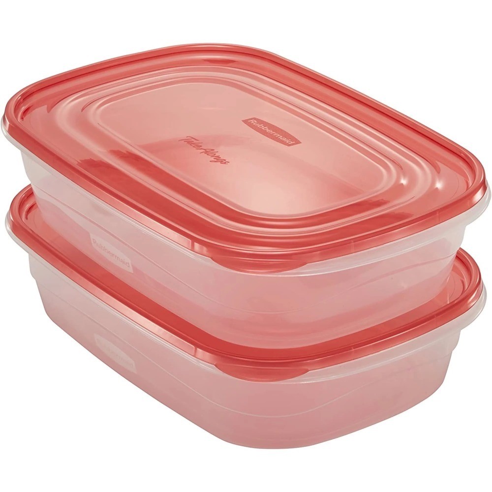 Large Rectangular Food Storage Container 1 Gallon Red 2 Pack Fridge Organizer