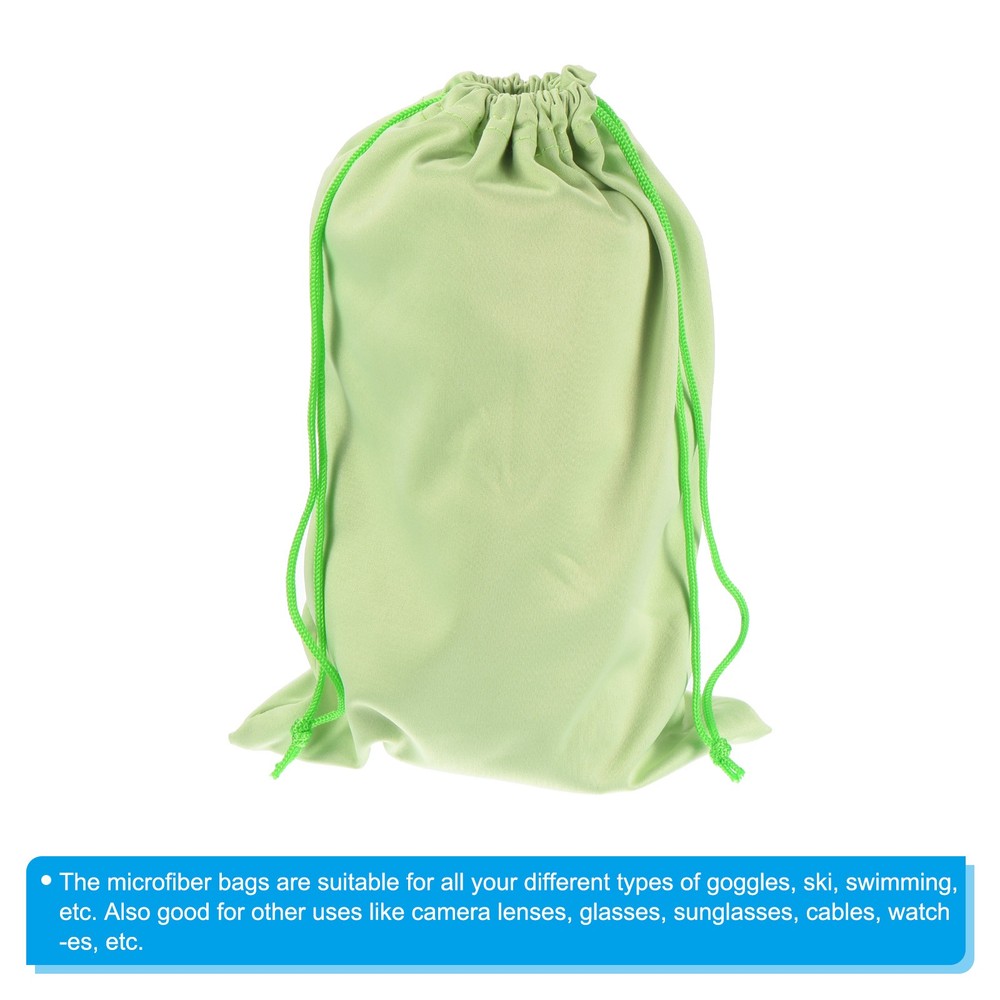 Ski Goggle Bag, 4 Pack Microfiber Snow Goggles Case Drawstring Pouch Green
