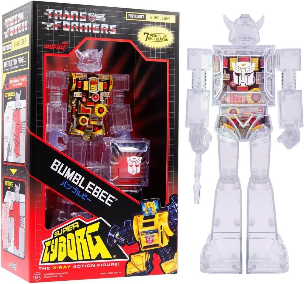 Super7 Super Cyborg Transformers Bumblebee (Clear) - 10" Action...