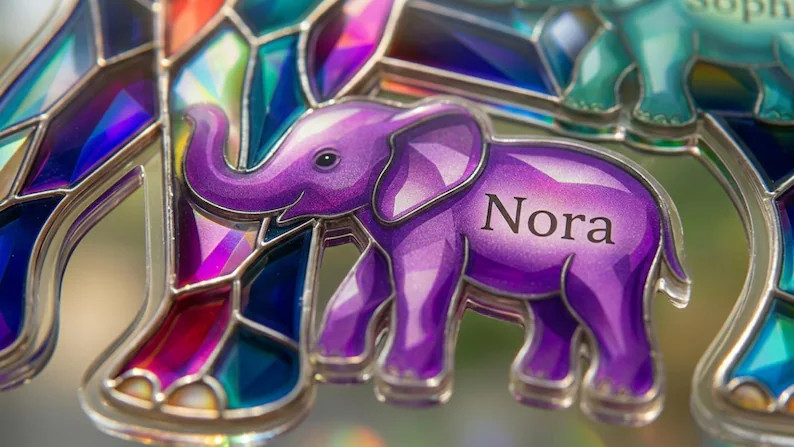 Personalized Elephant Family Acrylic Suncatcher