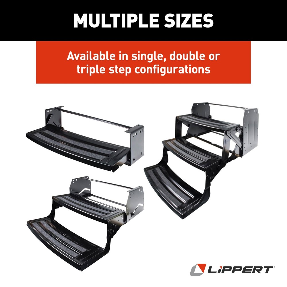 Lippert Components Radius 24" Single Manual RV Step Assembly, Standard, Black
