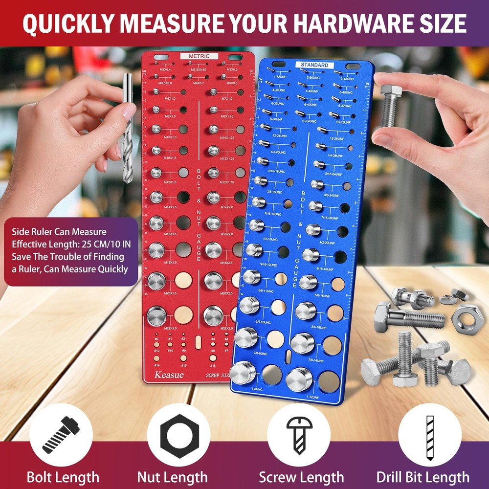 76Pcs Thread Checker, Upgrade Nut and Bolt Thread Checker 34 Standard and 26 ...