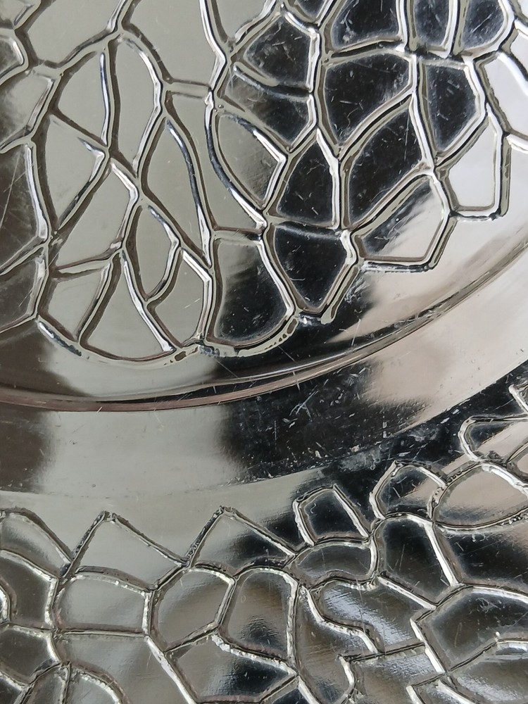 2 Octagonal Shaped 1930's Smith Crackle Clear Glass Plates 8.2"