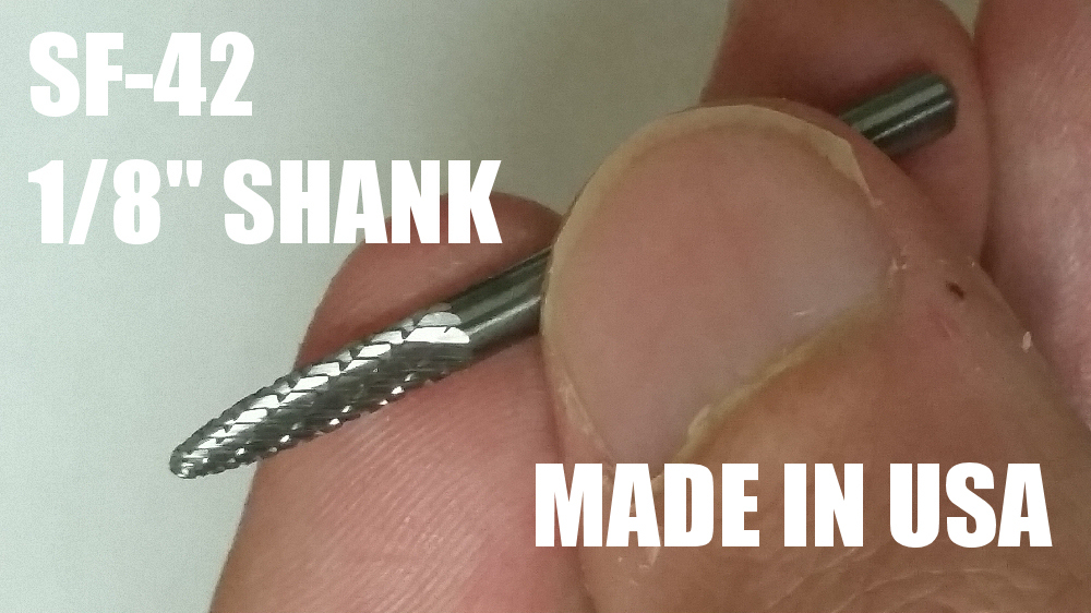 SF42D Tree Shape SOLID Carbide Burr Bur Cutting Tool Die Grinder Bit 1/8"