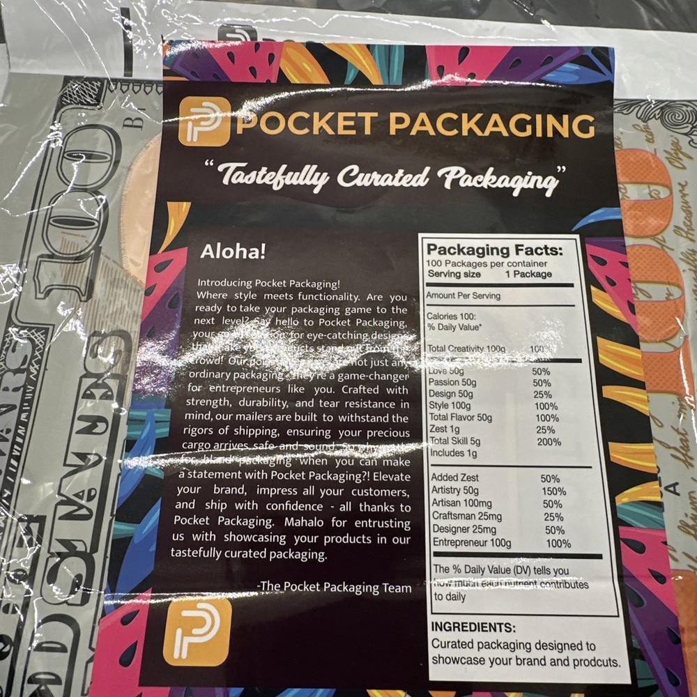 100 10x13 poly mailers Hundred Dollar Bill Design