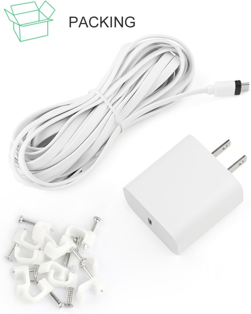 Power Adapter for Ring Spotlight Cam Plus/Pro (Battery), with 25Ft/7.5M Flat We