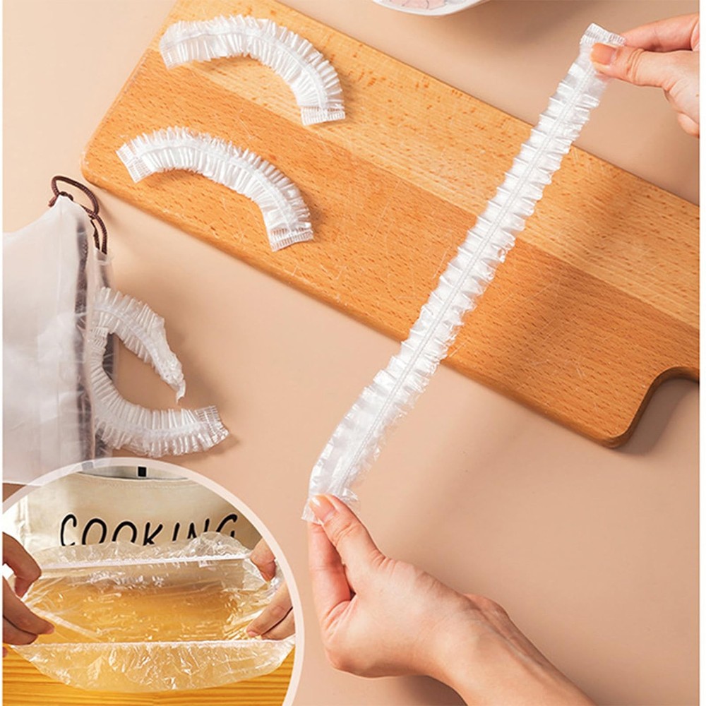 300pcs Reusable Elastic Food Covers - Universal Stretchable Large, Clear