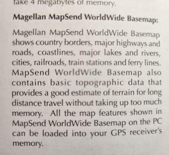 Magellan Mapsend Worldwide Basemap Software V1.10a Sportrak Map GPS + Data Cable