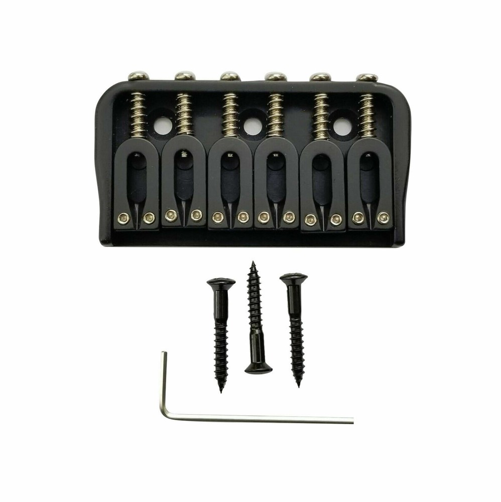 GB-WO6-B Black Hardtail 6 String Fixed Guitar Bridge