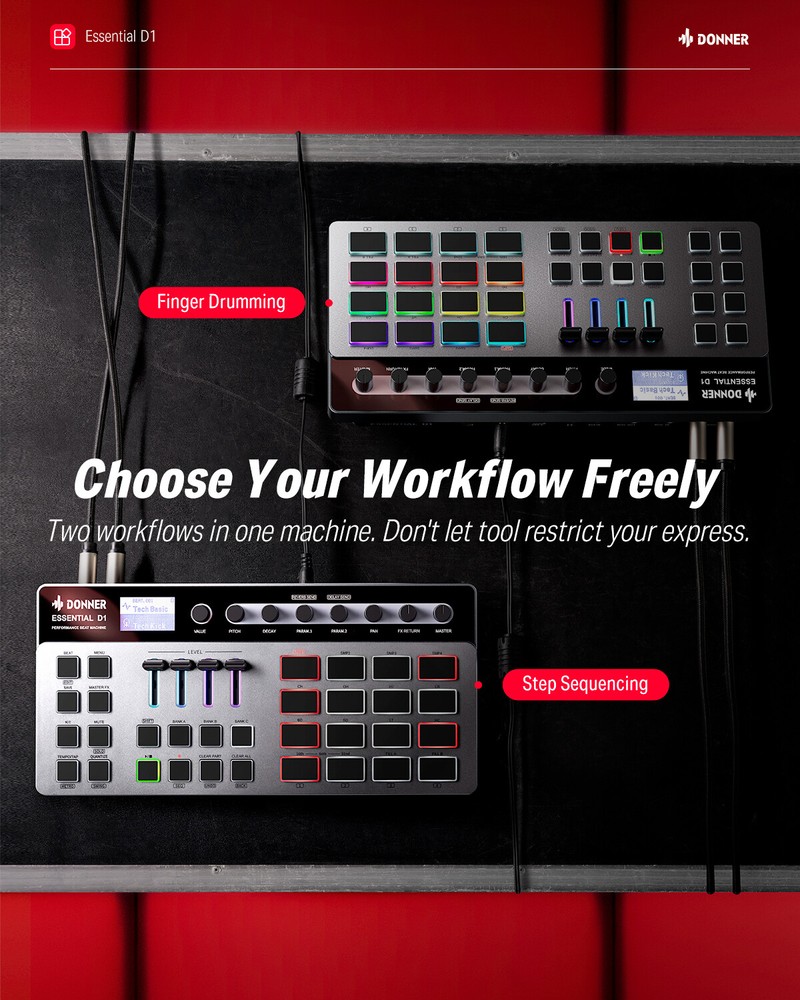 Donner Essential D1 Synthesizer Sequencer Drum Machine + Software Online Lessons
