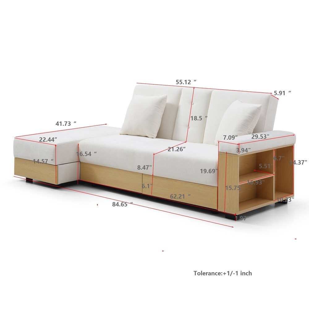 Convertible Sleeper Sofa Couch,Multifunctional Double Folding Sofa Bed,Storage