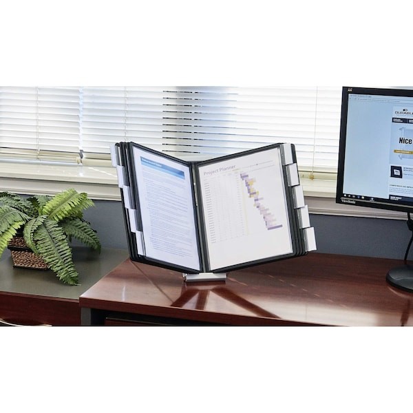 INSTAVIEW 561201 Desk Ref Sys, 10 Panels, Black