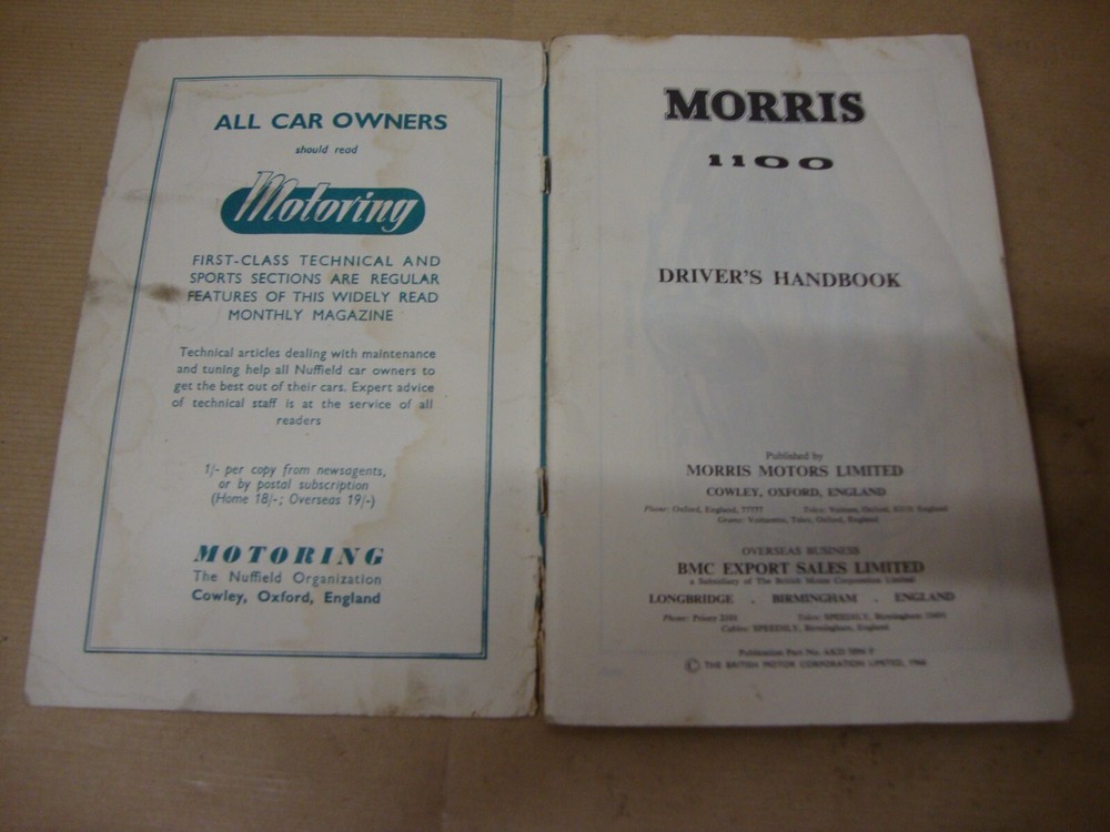 MORRIS 1100 DRIVERS HANDBOOK