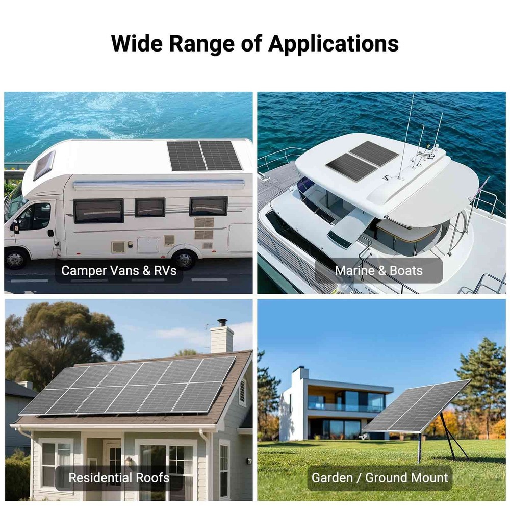 HQST 200W Compact N-Type Solar Panel | 25.4% Efficiency, 14.5% Lighter