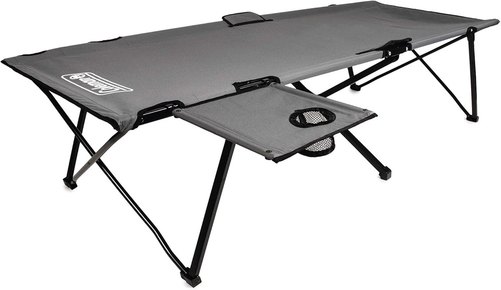 Pack-Away Big ‘N Tall Camping Cot with Removable Side Table, Extra Wide Cot Fits