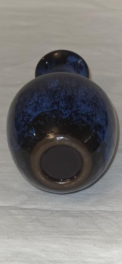 Modern Blue Black Glazed Ceramic Vase 6.5" Decorative Pottery