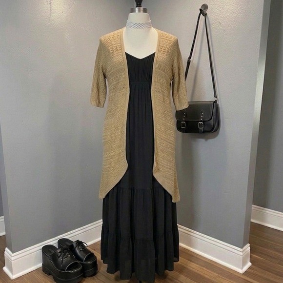 Boho Duster Cardigan Open-Front Longline Plus size 1x Fall Spring Whimsy
