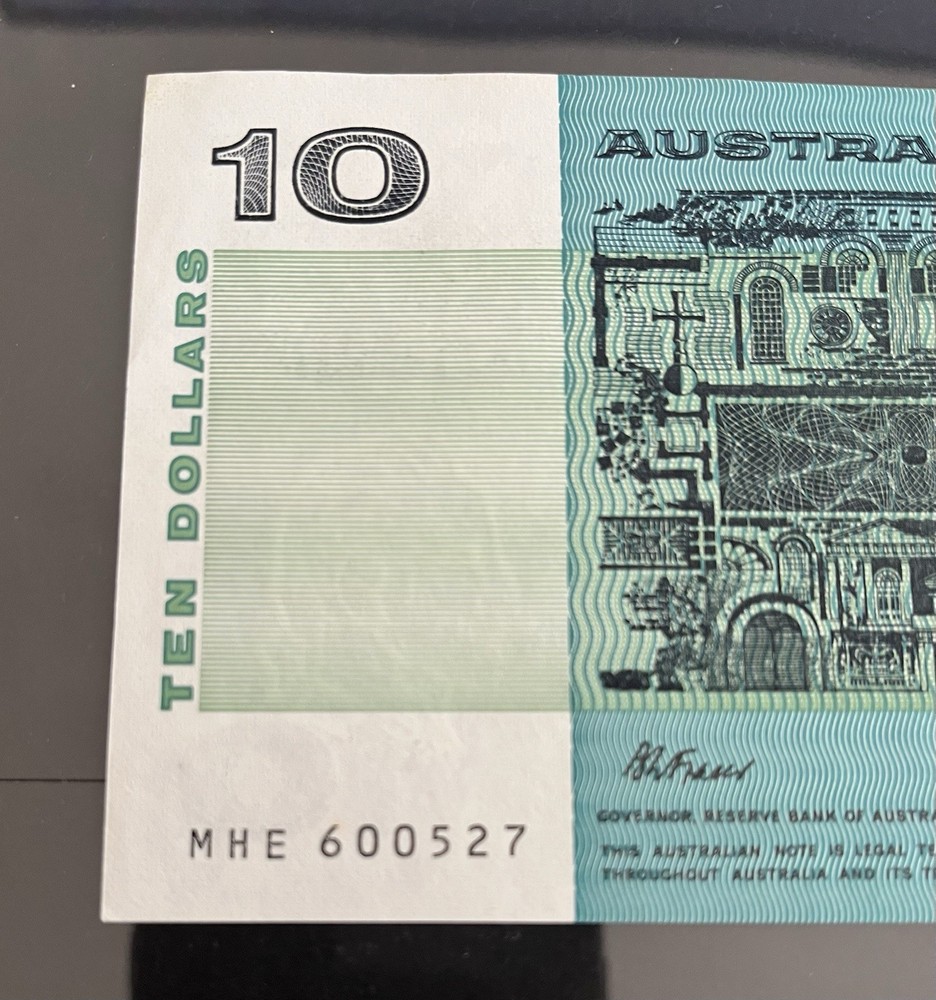 Aust 1991 $10 Fraser/Cole Error note aUNC - Rare