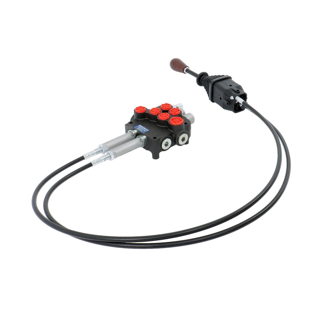 2 Spool Remote Control Valve 80LPM Hydraulic Kit w/Joystick 4.9ft Cables