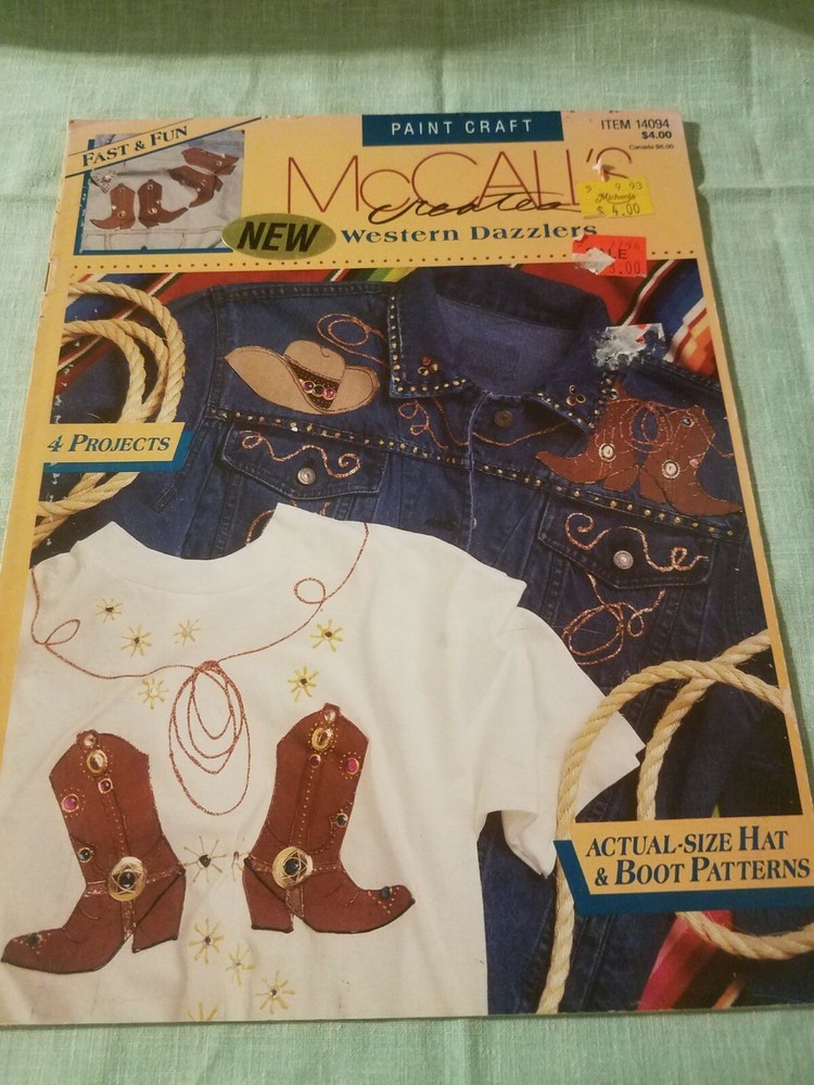McCall's Creates Western Dazzler Paint Craft Hat,Boot Pattern