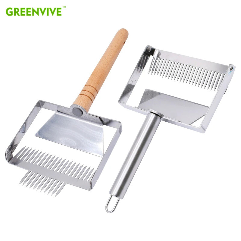 Super Large 23 pins Uncapping Fork Honeycomb Honey Scraper Wooden Handle