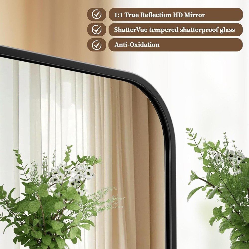 20" x 28" Rectangular Aluminum Alloy Frame Wall Mounted Bathroom Mirror