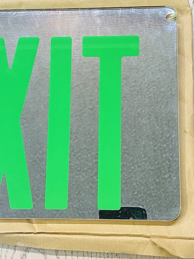 Vintage EXIT Sign Panel Green Acrylic Insert Arrow Emergency Light 6in NOS