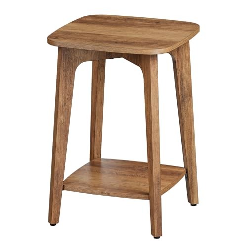 MAEZO Collection - Side Table, 2-Tier Small Square End Table, Honey Brown