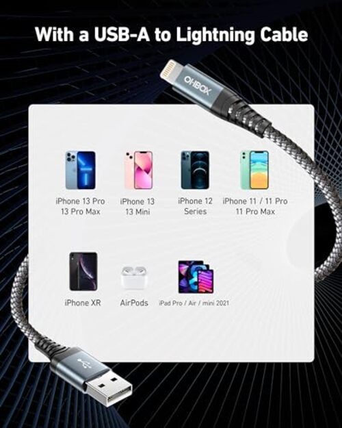 iPhone Charging Cable 6FT, 3Pack [Apple MFi 6 ft Grey USB to Lightning