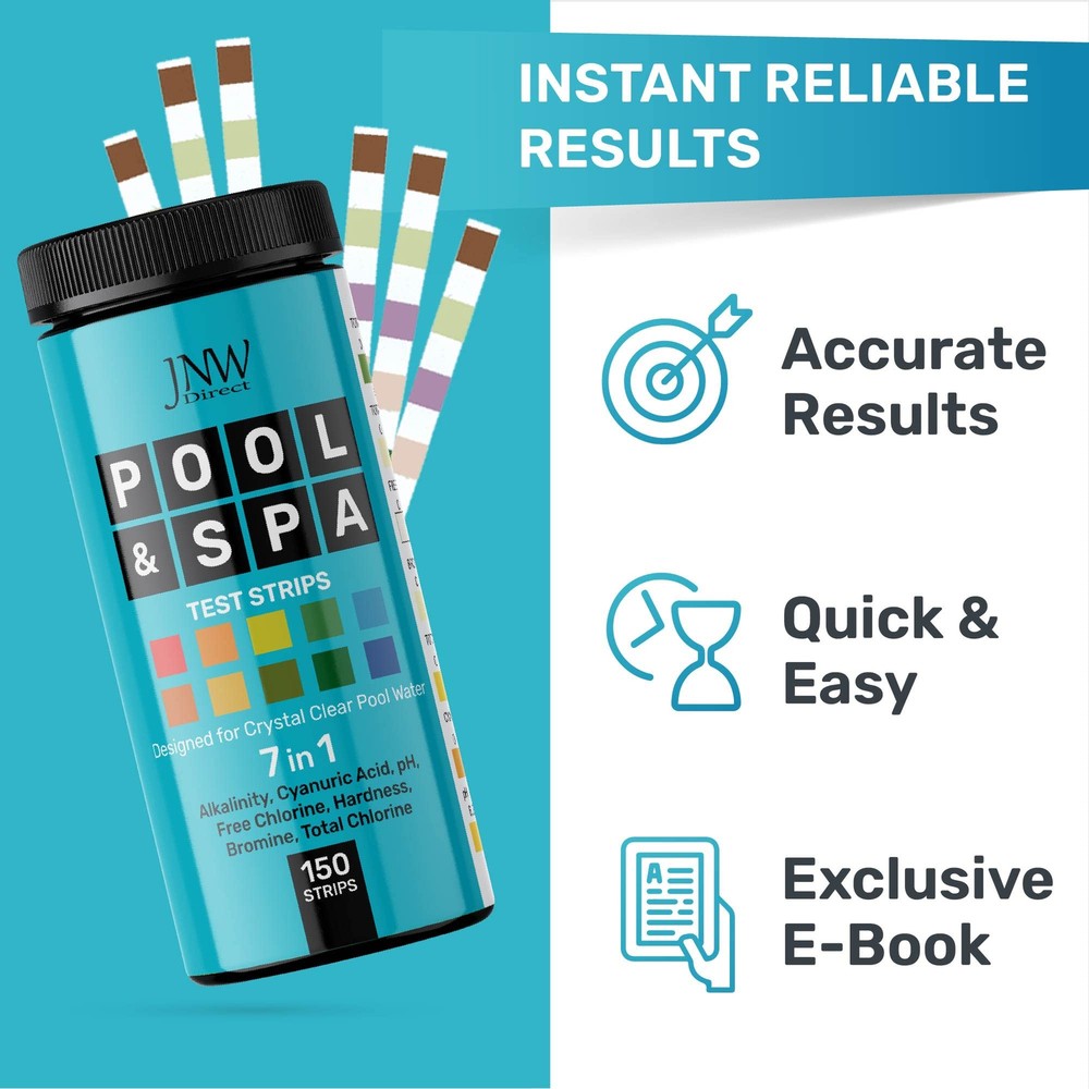 7-in-1 Pool Test Strips 150 Quick & Accurate Water Testing Kit for Pools