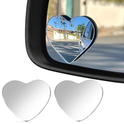 2 PCS Heart Shaped Blind Spot Mirrors, Adjustable Wide Angle Side Mirror Stick